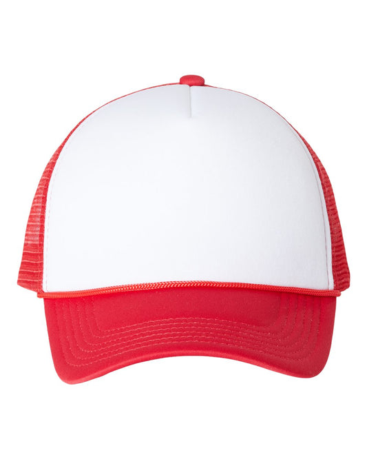 white trucker hat customizable red